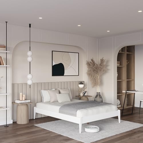 Dinkee Basic Bed Frame Without headboard - Ivory White - Queen