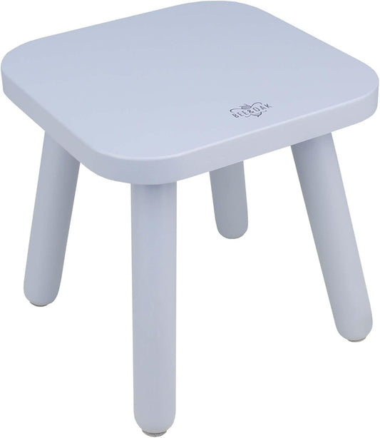 BEE&OAK Wooden Step Stools for Adults, Solid Rubber Wood Non-Slip Step Foot Stool, Heavy Duty 300 lbs One Step Stool for Bedroom, Bathroom, Kitchen (Blue, 9.25" (D) x 9.25"(W) x 8.86"(H))