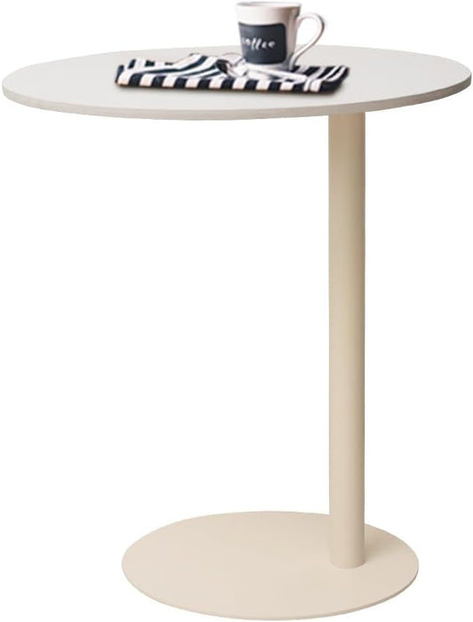 Marble Top Sofa Side Table | Robust Iron Base with Elegant Round Design for Living Room & Bedroom - Easy Assembly, Cream White