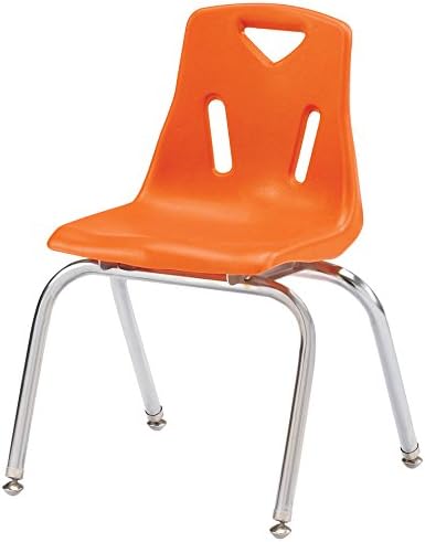 Jonti-Craft Berries 8146JC1114 Stacking Chair with Chrome-Plated Legs, 16" Height, Orange