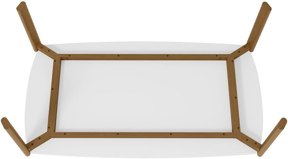 Manhattan Comfort Gales 70-Inch Mid Century Modern Dining Table for 6 Persons, Unique Minimalist Home Furniture with Solid Eucalyptus Wood Legs, Matte White