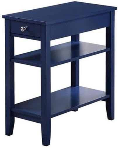 Convenience Concepts American Heritage Chairside End Table with Drawer 23.5" - Classic Living Room Table with Storage Shelf, Bedroom Nightstand, Cobalt Blue