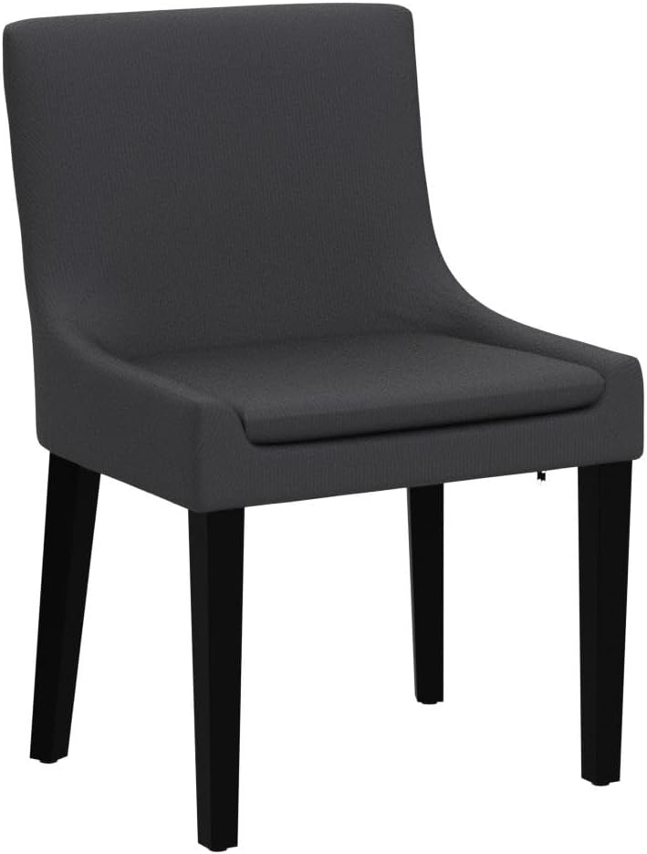 COLAMY Modern Dining Chairs Set of 6, Upholstered Corduroy Accent Side Leisure Chairs with Mid Back and Wood Legs for Living Room/Dining Room-Grey