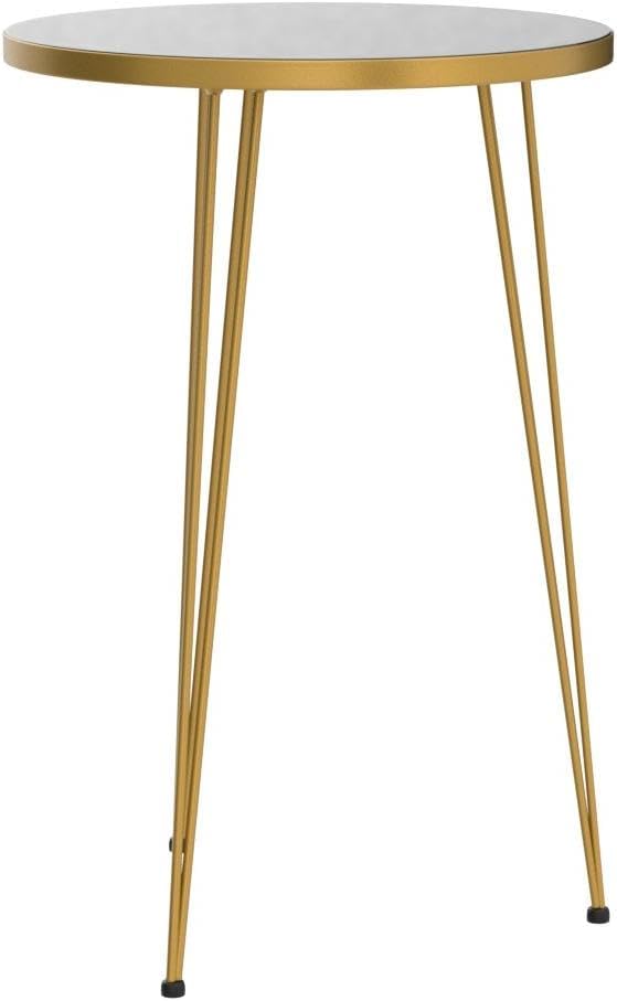 PAK HOME Set of 2 End Tables Round Wood Sofa Side Coffee Tables for Small Spaces, Nightstand Bedside Table with Metal Legs for Bedroom, Living Room, Office, Balcony (Black High Gloss)