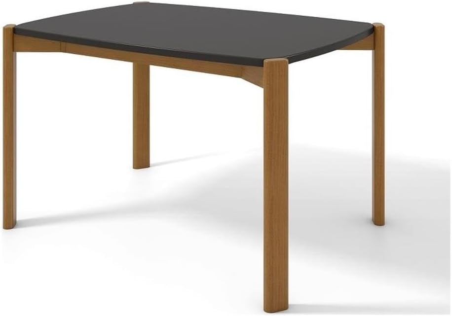 Manhattan Comfort Gales 47-Inch Mid Century Modern Dining Table for 2-4 Person, Unique Minimalist Home Furniture with Solid Eucalyptus Wood Legs, Matte Black