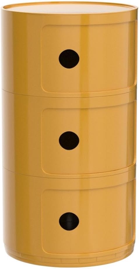 COZYMATIC 3 Tier Round Nightstand with Storage, Modern Style Side Table, Small Cupboard Cabinet with 3 Drawers for Living Room, Bedroom, Bathroom, Narrow Space, Yellow, Pink (Yellow)