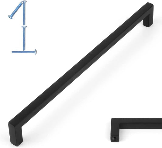 KOOFIZO Solid Square Bar Cabinet Handle - Black Furniture Pull, 7.6 Inch/192mm Screwhole Distance, 1-Piece for Kitchen Cupboard Door, Bedroom Dresser Drawer, Bathroom Wardrobe Hardware
