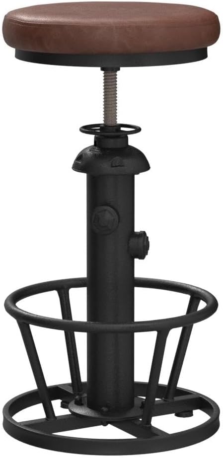 Industrial Bar Stools-Swivel Pu Seat-Vintage Kitchen Island Stool-Counter Bar Height Adjustable 25-31inch-Footrest