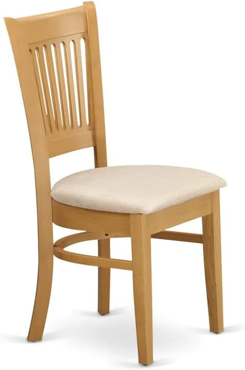 East West Furniture ANVA3-OAK-C 3 Piece Kitchen Table Set for Small Spaces Contains a Round Dining Room Table with Pedestal and 2 Linen Fabric Upholstered Chairs, 36x36 Inch, Oak