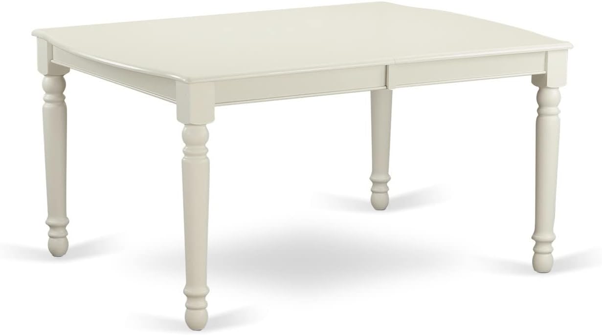 East West Furniture DOBR7-LWH-02 7 Piece Dining Table Set Consist of a Rectangle Table with Butterfly Leaf and 6 Light Beige Linen Fabric Upholstered Chairs, 42x78 Inch, Linen White