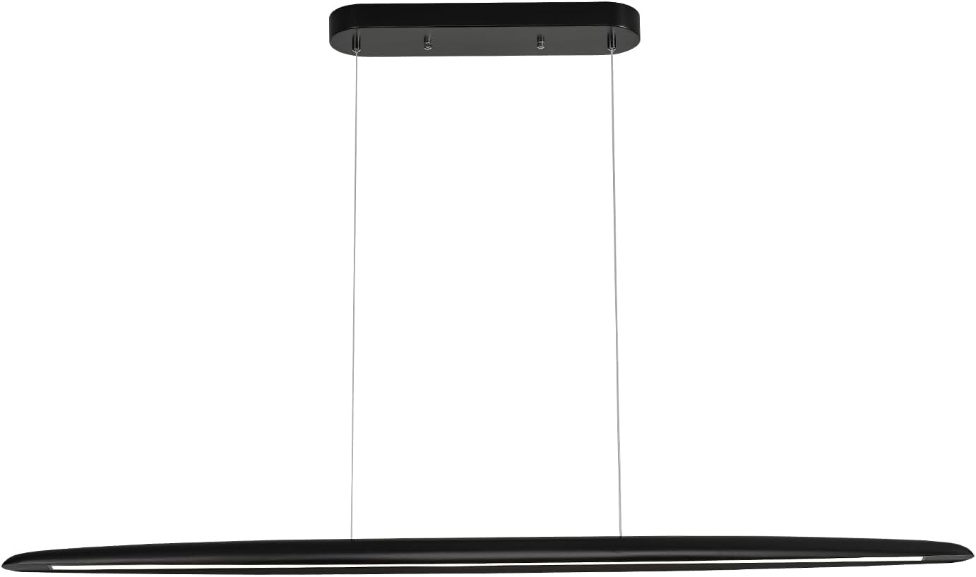 71" Wood Linear Pendant Light Black Linear Pendant Dinning Room Hanging Lights LED Dimmable Chandeliers 50w for Dining Room Pool Table Lights Kitchen Island Light Black