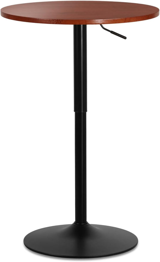 Athena Collection Bar Table with Swivel Top, Round Bistro Pub Bar Height Cocktail Table with Height Adjustable top and Metal Silver Base for Home Outdoor Party Event, Red