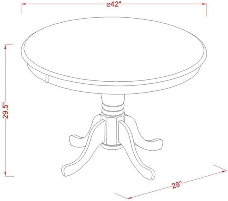 East West Furniture HBIP5-MAH-W 5 Piece Kitchen Table & Chairs Set Includes a Round Dining Room Table with Pedestal and 4 Solid Wood Seat Chairs, 42x42 Inch, Mahogany