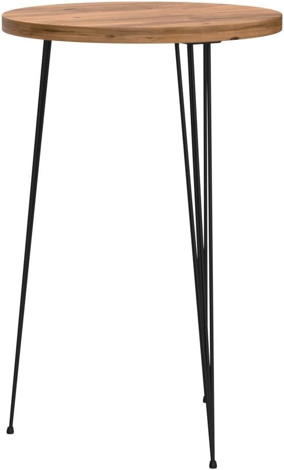 PAK HOME - Set of 2 End Table – Pine Wood Round Wood Sofa Side Coffee Tables for Small Spaces, Nightstand Bedside Table with Black Metal Legs for Bedroom, Living Room, Home Office, Balcony