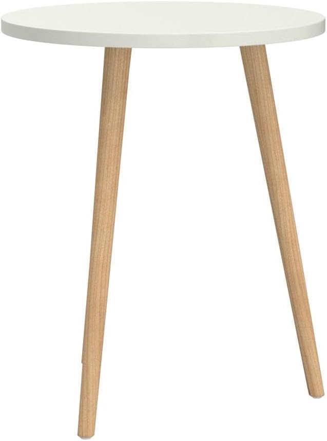 AWASEN Round Side/ End Table, Accent Nightstand Modern for Living Room Bedroom Office Small Spaces, 16''D x 19.5''H (White)