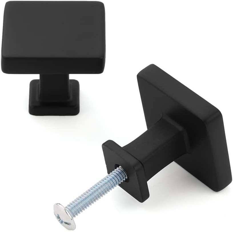 KOOFIZO 10 Pack Black Cabinet Knobs Matte Black Drawer Knobs K08 Square Single Hole Cabinet Pulls for Cabinets Drawer Dresser Cupboard Bedroom Closet Bathroom Vanity