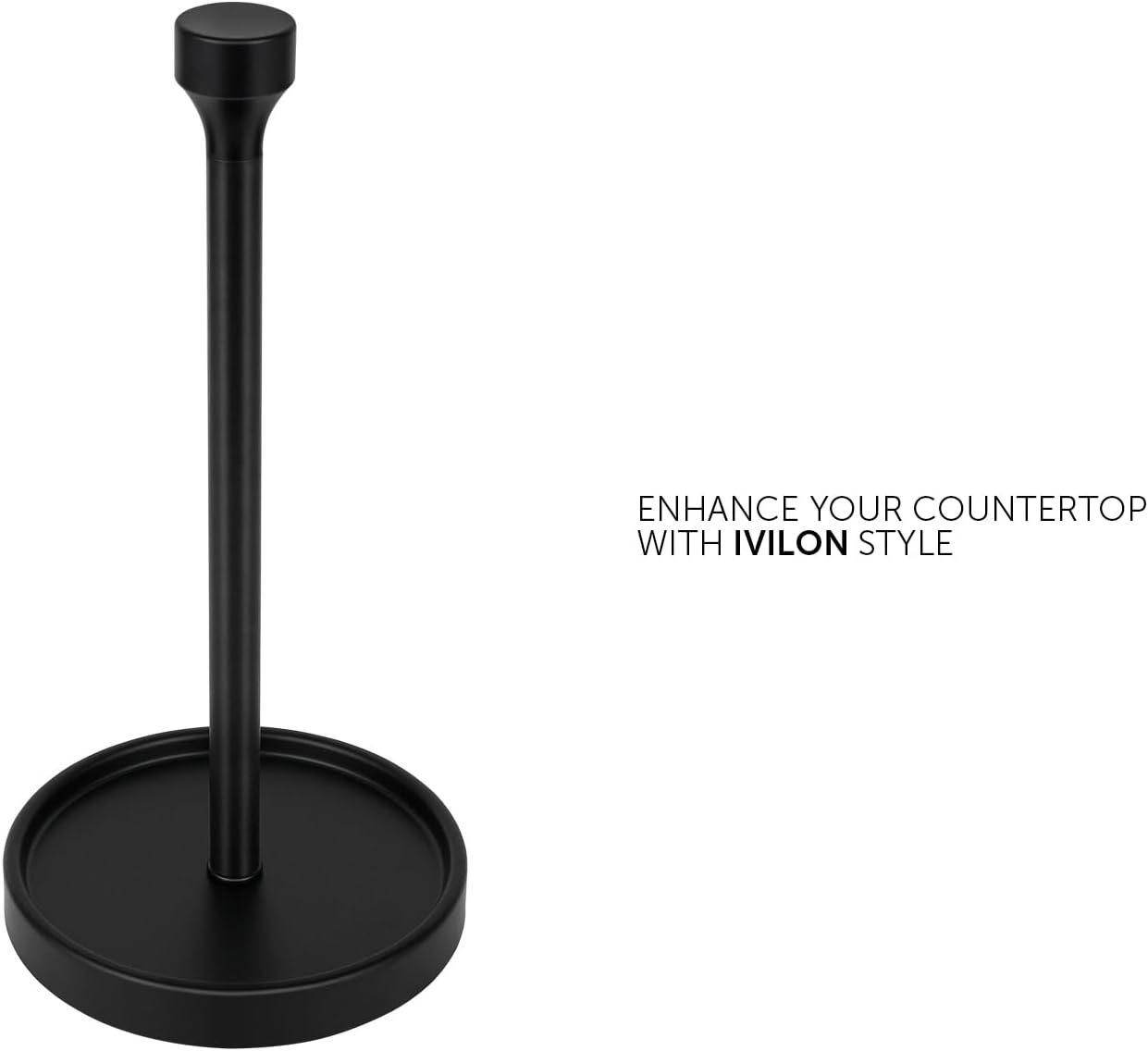 Ivilon Countertop Paper Towel Holder - Modern Bell End Minimalist Design - Fits All Paper Towel Roll Sizes - Color Black
