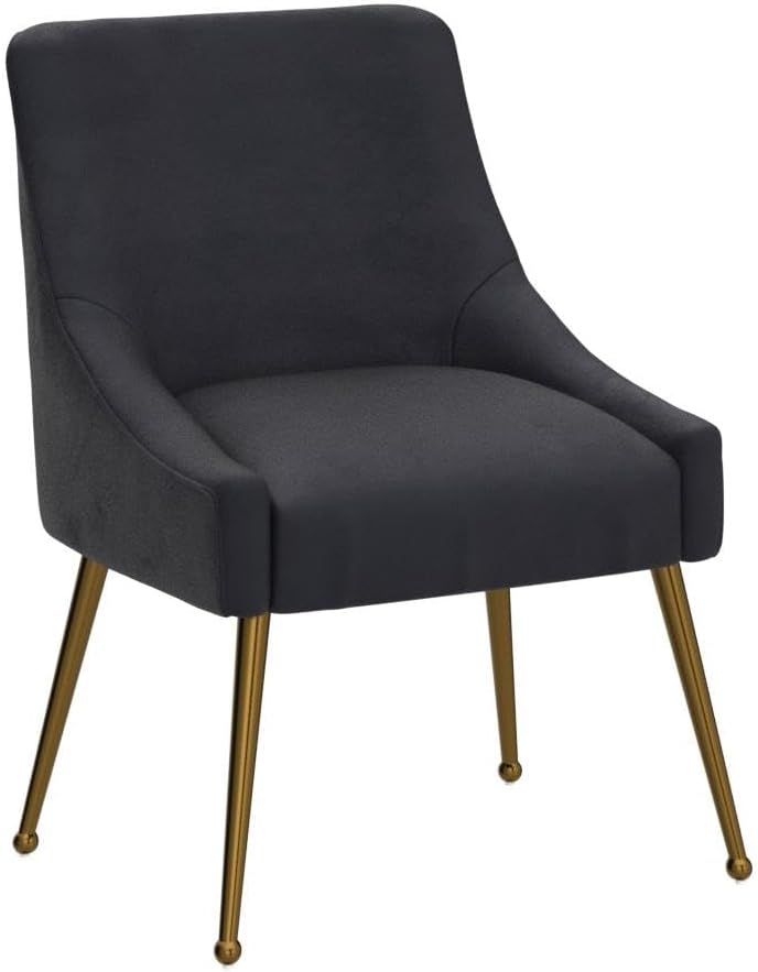 Velvet Dining Chairs Set of 2, Furniture Collection Modern Contemporary Upholstered with Polished Gold Metal Legs(Black)