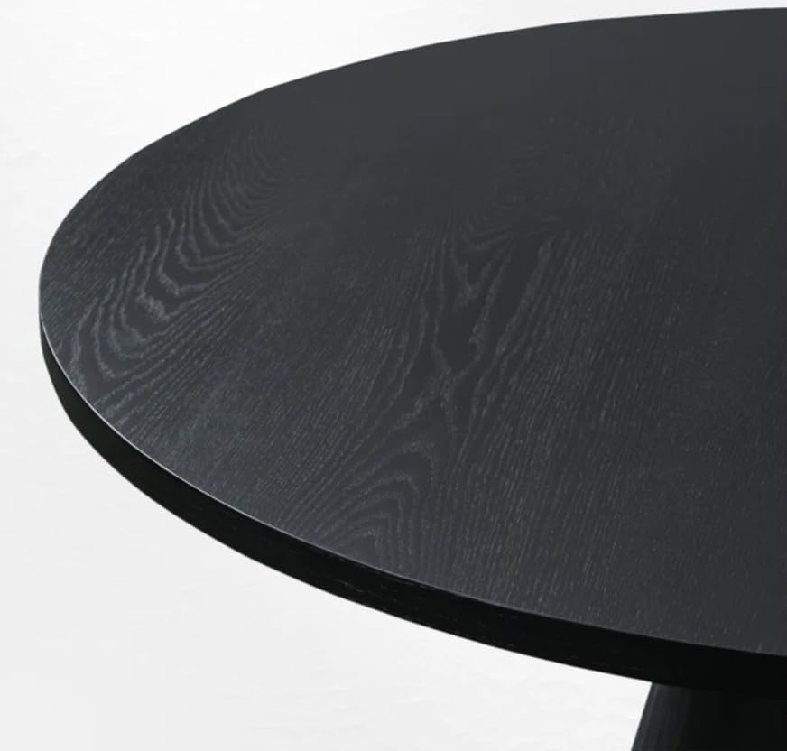 Black Pedestal Side Table 14.56'' Dia, Modern Accent End Table, Fluted Base Design, Minimalist Drink Table for Small Space Living Room, Bedroom