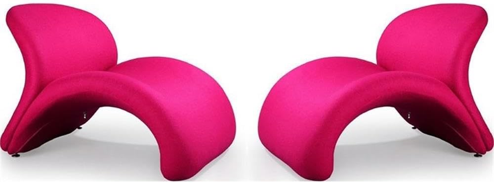 Manhattan Comfort Rosebud Fuchsia Wool Blend Accent Chair (Set of 2)