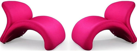 Manhattan Comfort Rosebud Fuchsia Wool Blend Accent Chair (Set of 2)