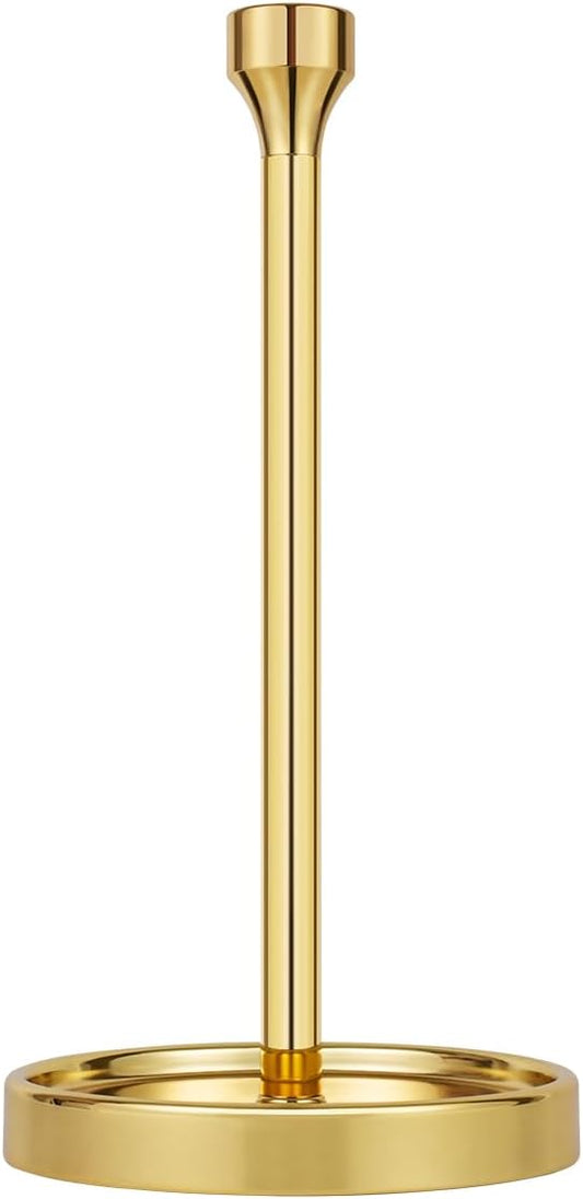 Ivilon Countertop Paper Towel Holder - Modern Bell End Minimalist Design - Color Gold Polished