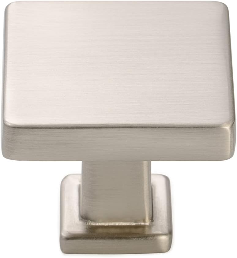 KOOFIZO 10 Pack Brushed Nickel Cabinet Knobs Satin Nickel Drawer Knobs K08 Square Single Hole Cabinet Pulls for Cabinets Drawer Dresser Cupboard Bedroom Closet Bathroom Vanity