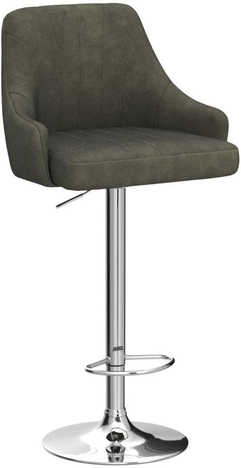 VECELO Adjustable Barstools Set of 4, Counter Bar Stools with Back and Arm, Kitchen Island Stools Swivel Bar Chairs for Pub Dinning Room, Dark Gray