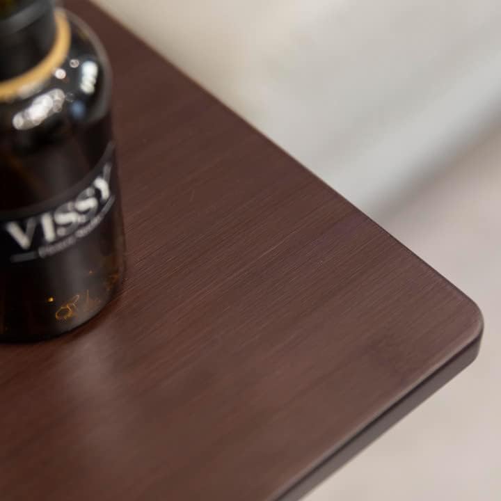 Forevich Tv Tray Table Bamboo Wood Laptop End Side Table for Sofa Couch Bed C Shaped Brown