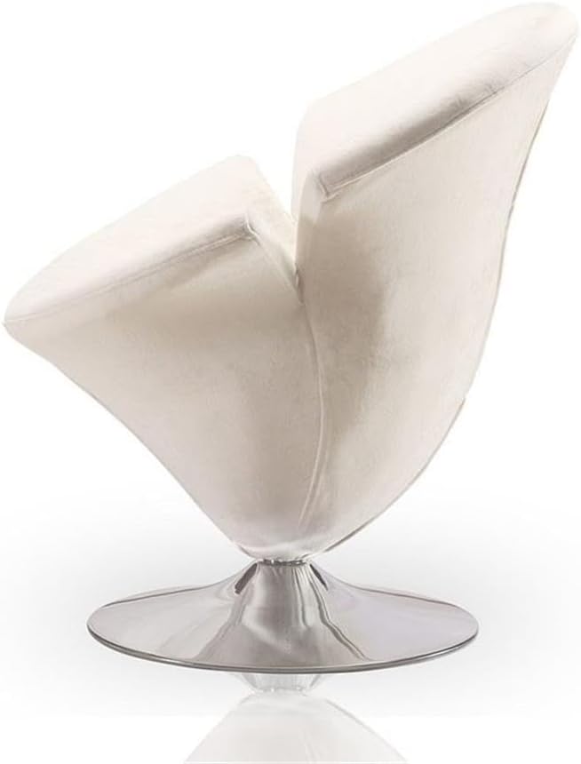 Manhattan Comfort Tulip Swivel Accent Chair with 360° Turn, Modern Flower Inspired Design, Soft Velvet Upholstery, Polished Chrome Base, No Assembly Required, 300 Lbs Capacity, White