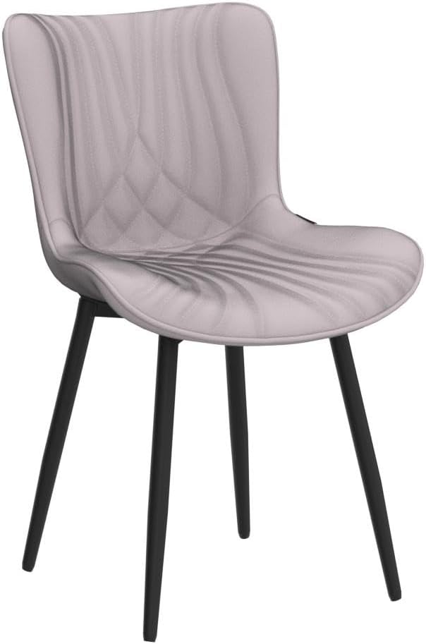 YOUTASTE Grey Dining Chairs Set of 2 Faux Leather Upholstered Kitchen Dining Room Chairs Mid Century Modern Metal Legs Chairs High Back for Kitchen Restaurant Living Room Bedrooms