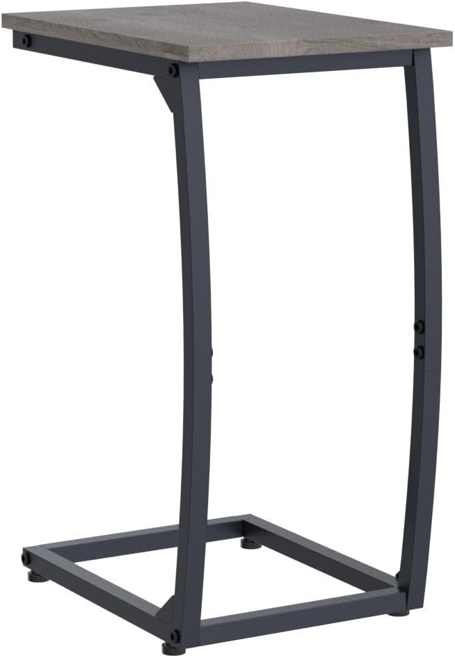 C-Shaped End-Table Set of 2 - Side Table for Couch,Curved Support Legs, Slide Under Couch Table for Sofa, TV Tray Table for Living Room Bedroom（Lvory）