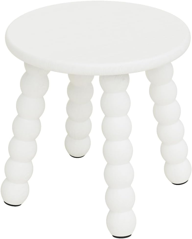 Masupu Solid Wooden Step Stool for Adults Kids, 11 inch Small Foot Stool, Non-Slip One Step Stool, Sturdy Foot Stool for Bathroom, Bedroom, Kichen, Plant Stand(White)