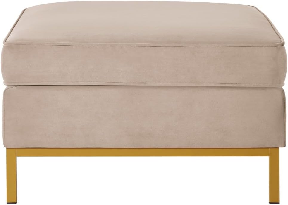 24KF Large Square Couch Ottoman for Living Room, Upholstered Velvet Padded Cushion Ottoman Table,Large Foot Rest,Taupe