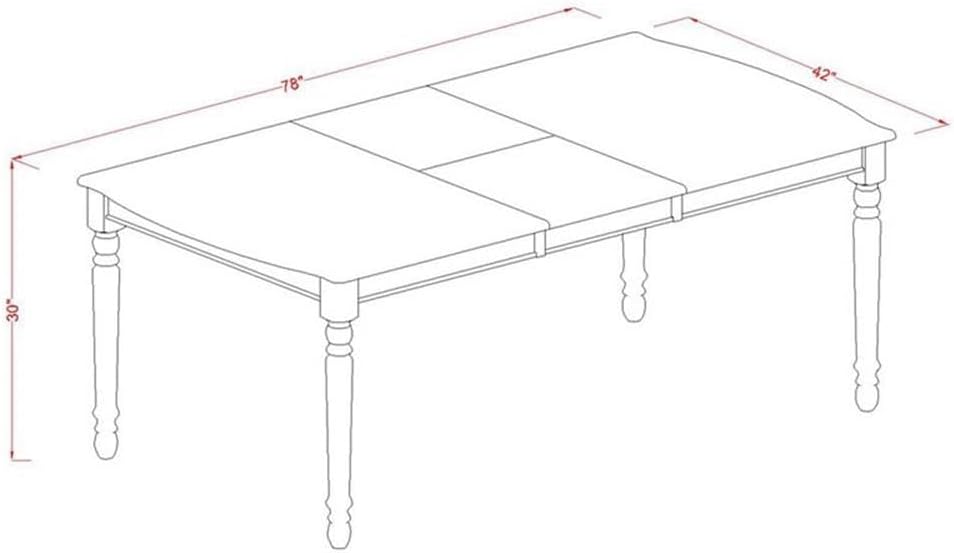 East West Furniture DOPF5-BCH-W 5 Piece Kitchen Table & Chairs Set Includes a Rectangle Dining Room Table with Butterfly Leaf and 4 Dining Chairs, 42x78 Inch, Black & Cherry