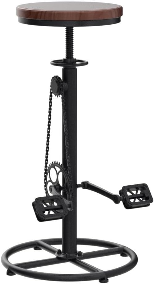 Set of 2 Industrial Bar Stool-Swivel Vintage Coffee Kitchen Dining Island Chair-Bike Pedal Footrest-Extra Tall Pub Height Adjustable 29-37"