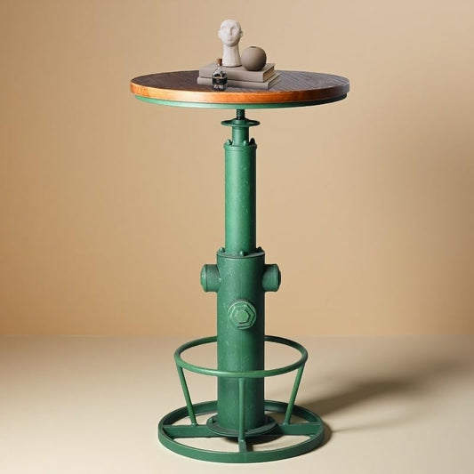 Farmhouse Bistro Bar Table Vintage Round Pub Table Industrial Coffee Table Breakfast Dinner Table for 2-3 People 38.6-44.4inch Height Adjustable Swivel Wooden Table Top