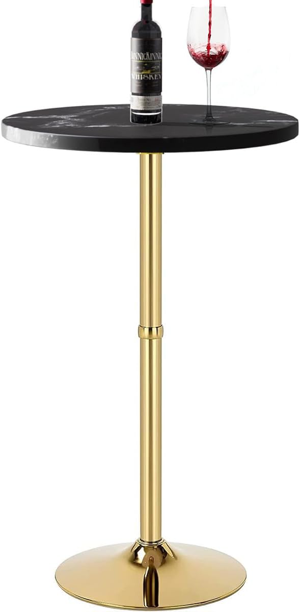 Bar Table for Kitchen, 24 inch Round Counter Height Table with Gold Metal Base, 39.1 Inch Kitchen Island Table for Dining Room Breakfast Room, Industrial Tray Table Ideas for Small Space