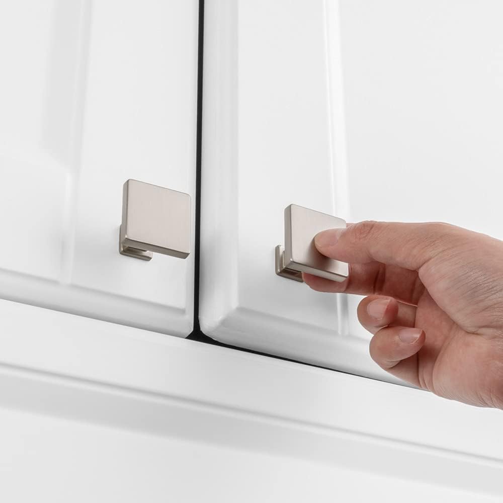 KOOFIZO 10 Pack Brushed Nickel Cabinet Knobs Satin Nickel Drawer Knobs K08 Square Single Hole Cabinet Pulls for Cabinets Drawer Dresser Cupboard Bedroom Closet Bathroom Vanity