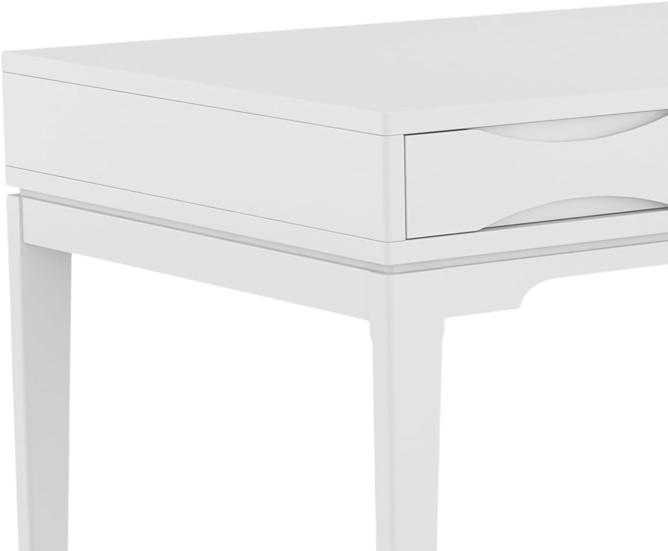 SIMPLIHOME Harper Desk - 60-Inch Wide Solid Hardwood Writing Desk in White, Mid-Century Modern Home Office Computer Table for Workspace or Study with 2 Drawers and Flip-Down Keyboard Tray