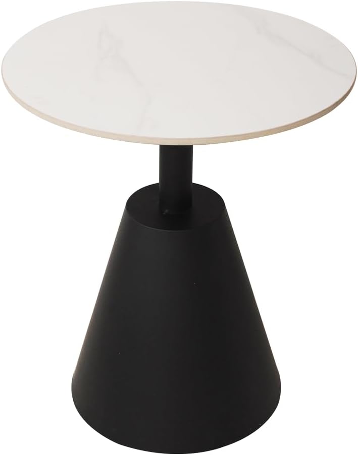 Side Table with Marble Top Metal End Table Modern Sofa Side End Table Outdoor Coffee Round Side Desk for Couch Living Room Bedroom