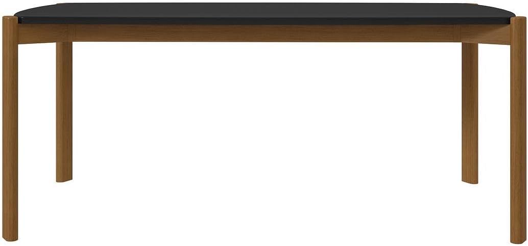 Manhattan Comfort Gales 70-Inch Mid Century Modern Dining Table for 6 Persons, Unique Minimalist Home Furniture with Solid Eucalyptus Wood Legs, Matte Black
