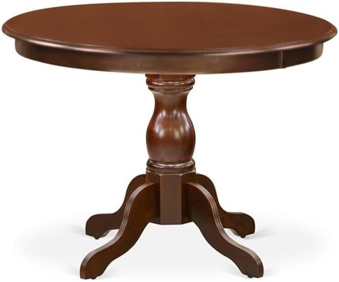 East West Furniture HBIP5-MAH-W 5 Piece Kitchen Table & Chairs Set Includes a Round Dining Room Table with Pedestal and 4 Solid Wood Seat Chairs, 42x42 Inch, Mahogany