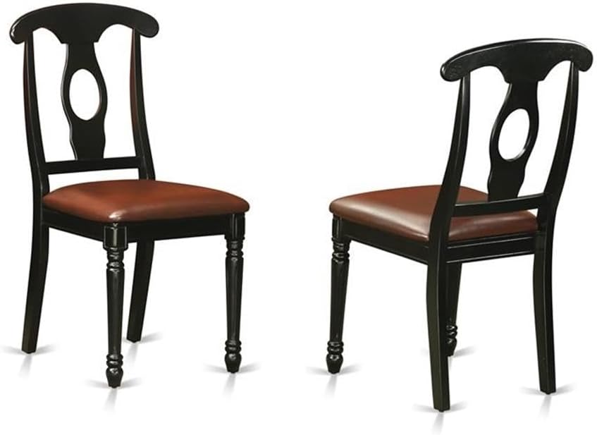 East West Furniture LGKE9-BLK-LC 9 Piece Dining Room Set Includes a Rectangle Kitchen Table with Butterfly Leaf and 8 Faux Leather Upholstered Dining Chairs, 42x84 Inch, Black