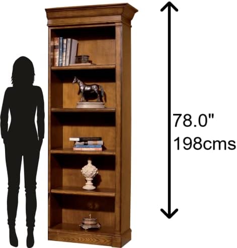 Hekman Furniture Urban Ash Burl Executive Right Bookcase – Elegant Tall Premium Adjustable Shelf Wooden Bookcase for Office Home Office & Library Use with Modern Traditional Designer Style Storage