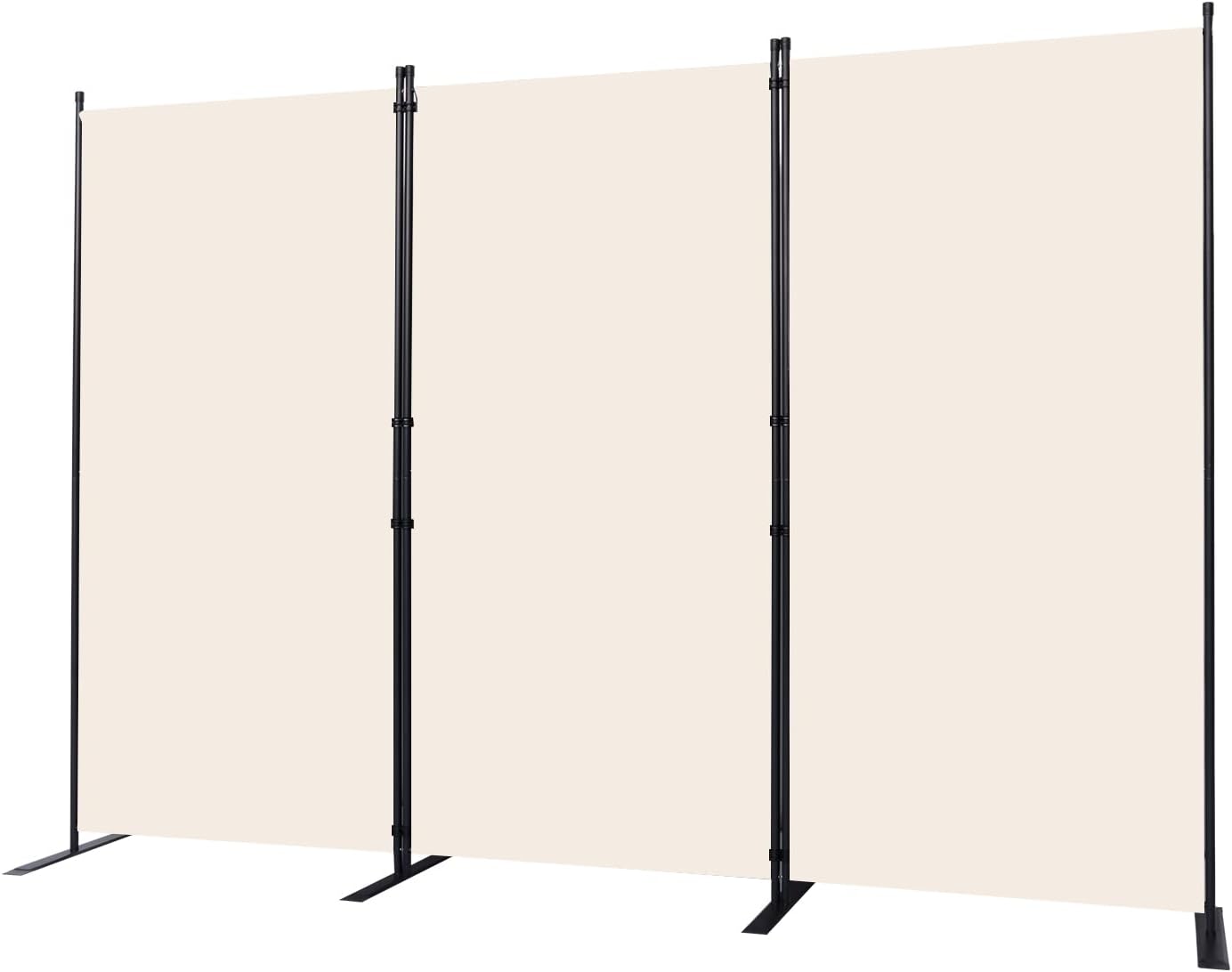 Room Divider, 3 Panel Folding Privacy Screens with Wider Support Feet, 6 Ft Portable Room Partition for Room Separator, 102" W X 71" H, Beige