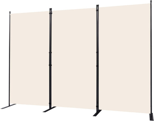 Room Divider, 3 Panel Folding Privacy Screens with Wider Support Feet, 6 Ft Portable Room Partition for Room Separator, 102" W X 71" H, Beige