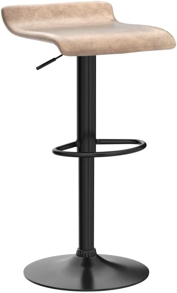 Finnhomy Set of 2 Adjustable Bar Stools, Swivel Barstools for Kitchen Counter Height Chair, Retro Brown