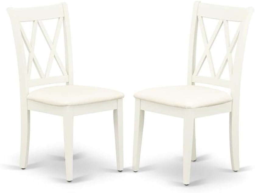 East West Furniture LGCL7-LWH-C 7 Piece Dining Room Table Set Consist of a Rectangle Kitchen Table with Butterfly Leaf and 6 Linen Fabric Upholstered Chairs, 42x84 Inch, Linen White