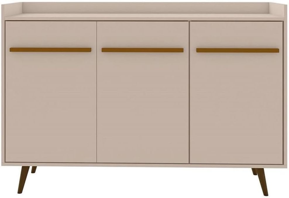 Manhattan Comfort Bradley Buffet Cabinet with Storage, Mid Century Modern Sideboard with 4 Shelves and Soft Close Doors, TV Stand Media Console for up to 50" Screens, 53.54" Long, Off White